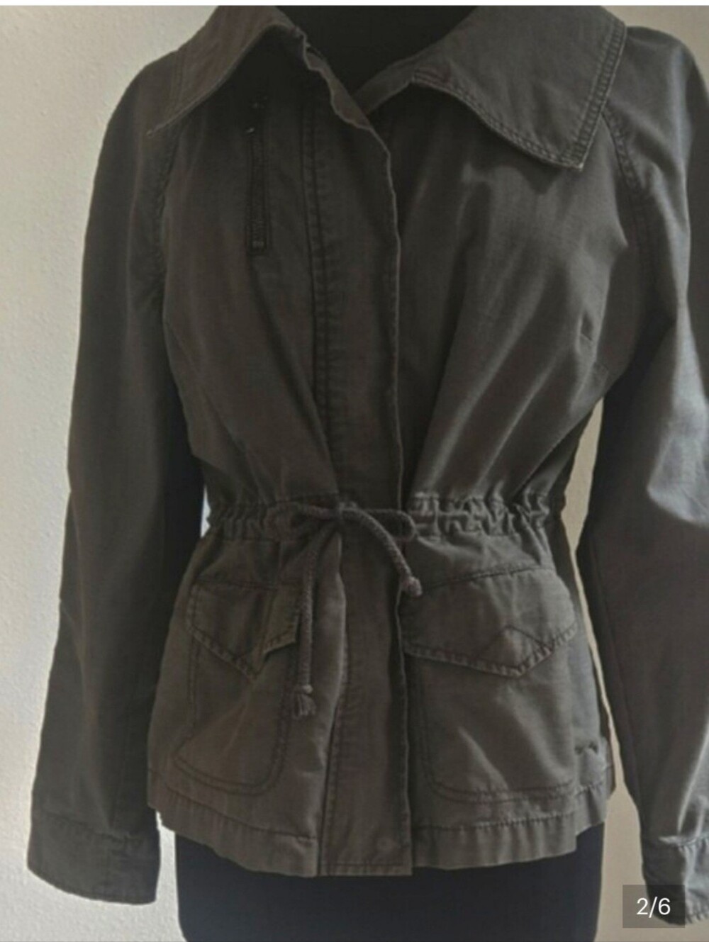 CASLON Military Green Utility Field Jacket Drawstring Waist